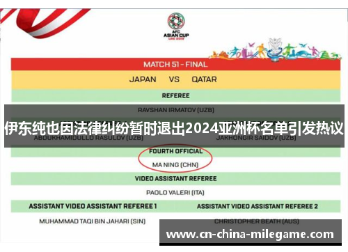 伊东纯也因法律纠纷暂时退出2024亚洲杯名单引发热议 伊东纯也因法律纠纷暂时退出2024亚洲杯名单引发热议